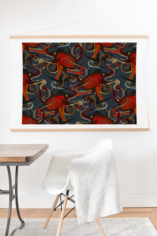 Sharon Turner octopus ink gunmetal Art Print And Hanger