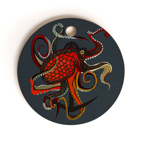 Sharon Turner octopus ink gunmetal Cutting Board Round