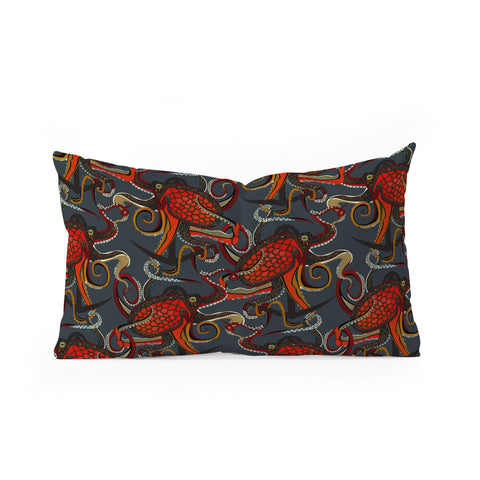 Sharon Turner octopus ink gunmetal Oblong Throw Pillow