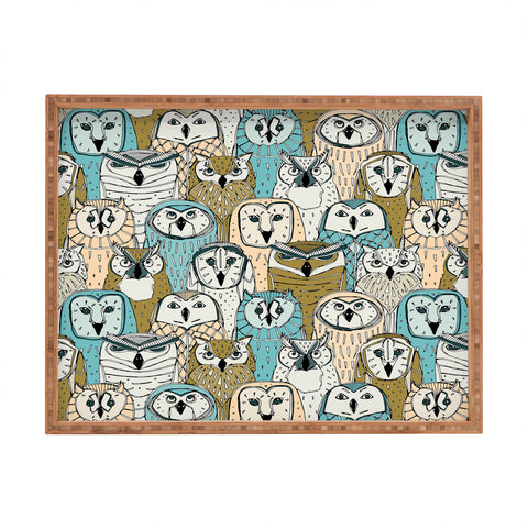 Sharon Turner owls limited gold blue Rectangular Tray