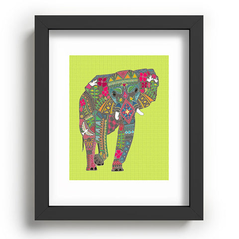 Sharon Turner Painted Elephant Chartreuse Recessed Framing Rectangle