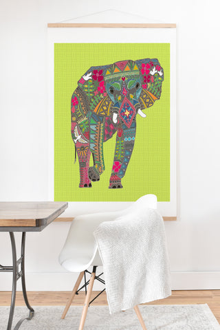 Sharon Turner Painted Elephant Chartreuse Art Print And Hanger