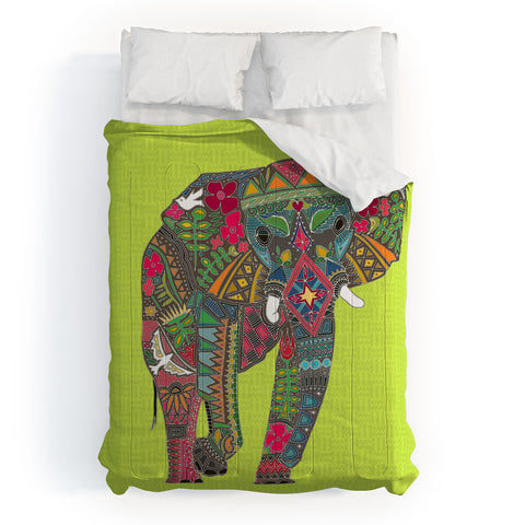 Sharon Turner Painted Elephant Chartreuse Comforter