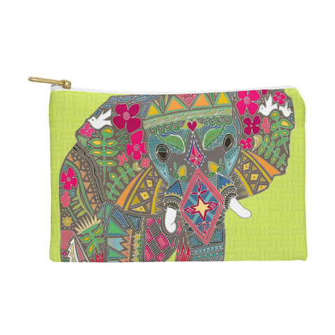 Sharon Turner Painted Elephant Chartreuse Pouch