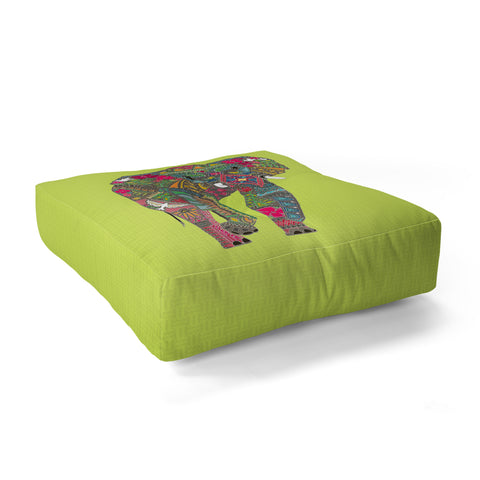 Sharon Turner Painted Elephant Chartreuse Floor Pillow Square