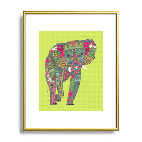 Sharon Turner Painted Elephant Chartreuse Metal Framed Art Print