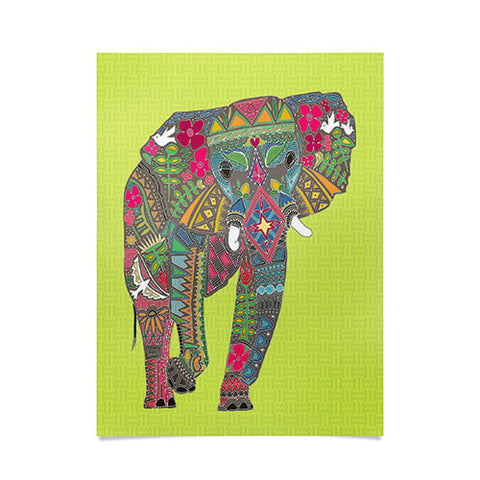 Sharon Turner Painted Elephant Chartreuse Poster