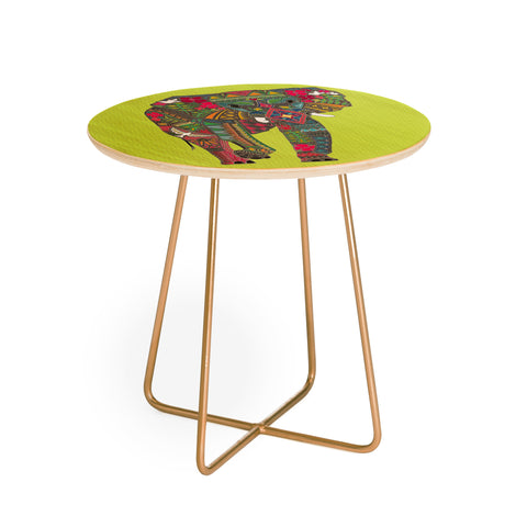 Sharon Turner Painted Elephant Chartreuse Round Side Table