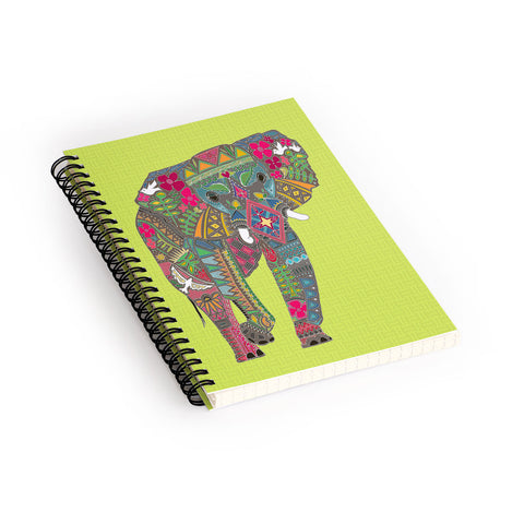 Sharon Turner Painted Elephant Chartreuse Spiral Notebook