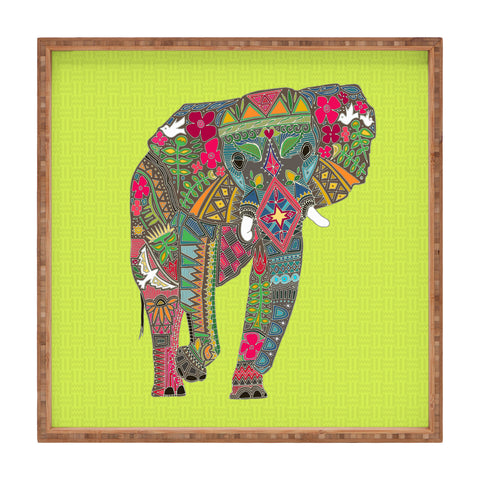 Sharon Turner Painted Elephant Chartreuse Square Tray
