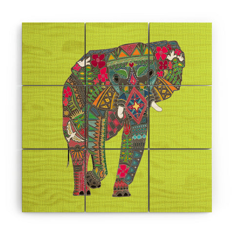 Sharon Turner Painted Elephant Chartreuse Wood Wall Mural