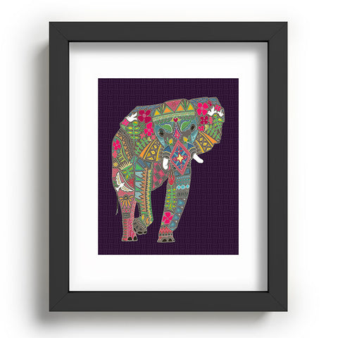 Sharon Turner Painted Elephant Purple Recessed Framing Rectangle