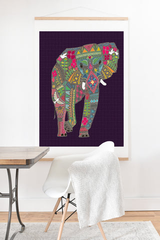 Sharon Turner Painted Elephant Purple Art Print And Hanger