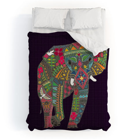 Sharon Turner Painted Elephant Purple Comforter