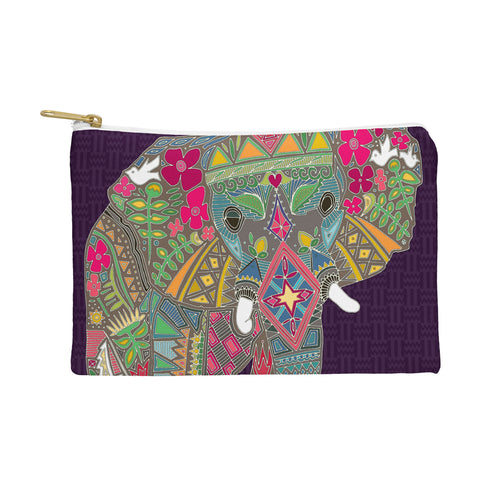 Sharon Turner Painted Elephant Purple Pouch