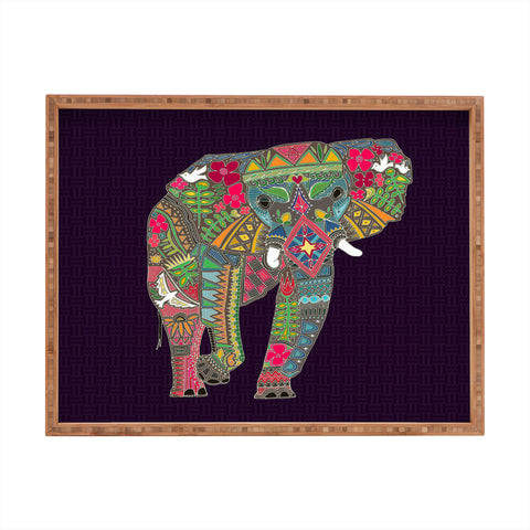 Sharon Turner Painted Elephant Purple Rectangular Tray