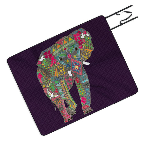 Sharon Turner Painted Elephant Purple Picnic Blanket