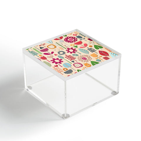 Sharon Turner paper cut flowers peach Acrylic Box