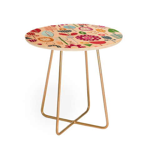 Sharon Turner paper cut flowers peach Round Side Table