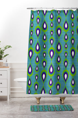 Sharon Turner Peacock Mod Drops Shower Curtain And Mat