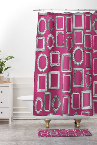 Sharon Turner picture frames fuchsia Shower Curtain And Mat