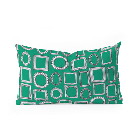 Sharon Turner picture frames green Oblong Throw Pillow
