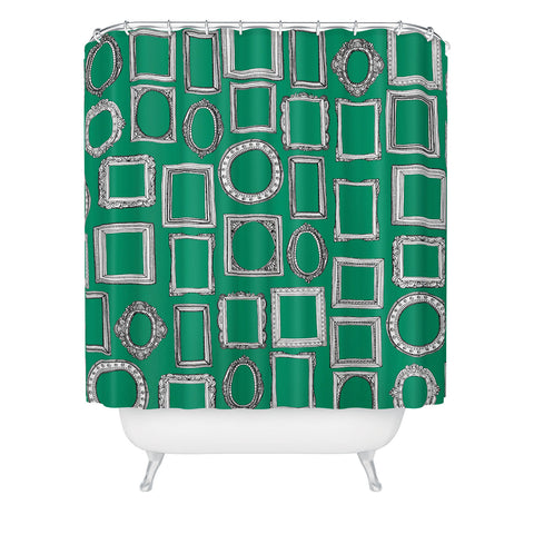 Sharon Turner picture frames green Shower Curtain