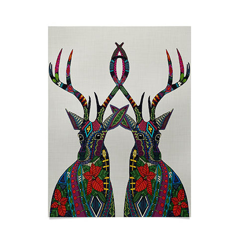 Sharon Turner Poinsettia Deer Poster