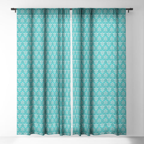 Sharon Turner Saffreya Turquoise Sheer Window Curtain