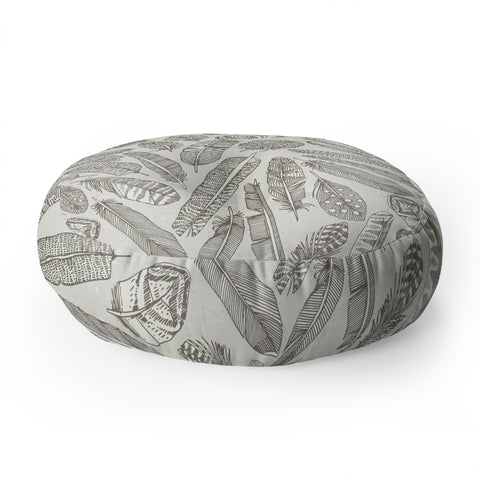 Sharon Turner scattered feathers natural Floor Pillow Round
