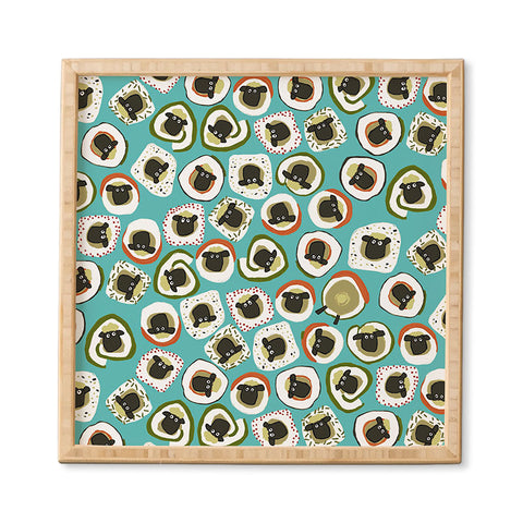 Sharon Turner sheep sushi blue Framed Wall Art