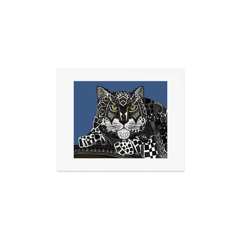Sharon Turner snow leopard blue Art Print