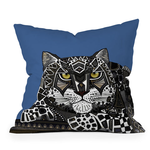 Sharon Turner snow leopard blue Throw Pillow