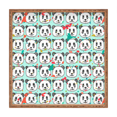 Sharon Turner splatter pop panda cookies mint Square Tray