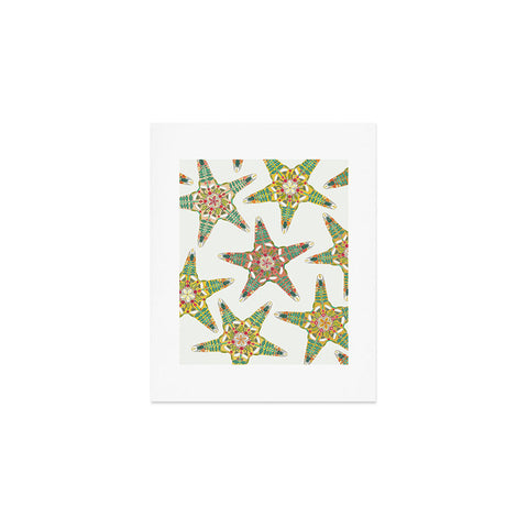 Sharon Turner starfish flowers off white Art Print