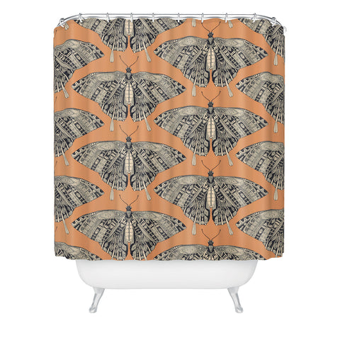 Sharon Turner swallowtail butterfly peach basalt Shower Curtain