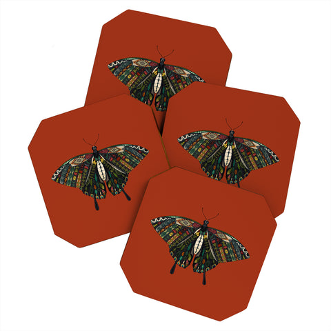 Sharon Turner swallowtail butterfly terracotta Coaster Set