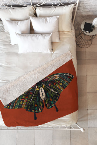 Sharon Turner swallowtail butterfly terracotta Fleece Throw Blanket