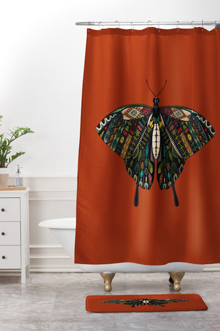Sharon Turner swallowtail butterfly terracotta Shower Curtain And Mat