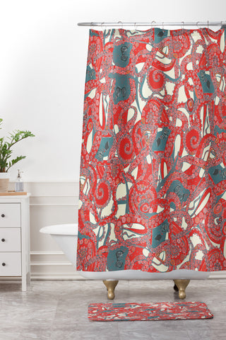 Sharon Turner tentacles Shower Curtain And Mat