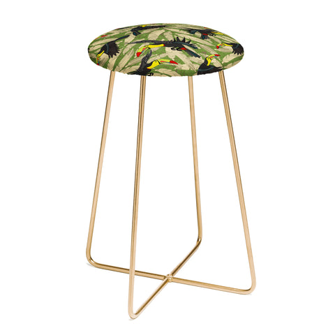 Sharon Turner toucan feather jungle Counter Stool