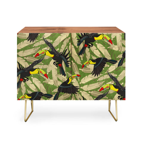 Sharon Turner toucan feather jungle Credenza