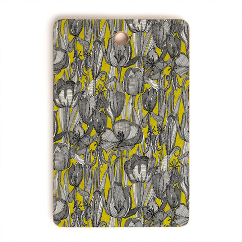Sharon Turner tulip decay chartreuse Cutting Board Rectangle