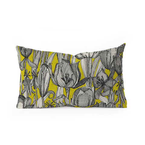Sharon Turner tulip decay chartreuse Oblong Throw Pillow