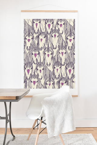 Sharon Turner unicorn love purple Art Print And Hanger