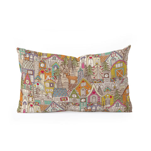 Sharon Turner vintage gingerbread town Oblong Throw Pillow