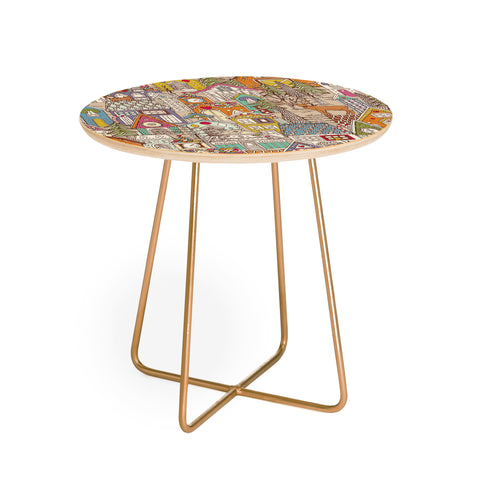 Sharon Turner vintage gingerbread town Round Side Table