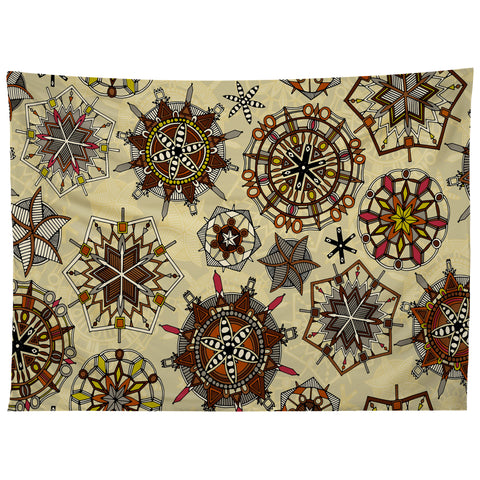 Sharon Turner vintage mandala snowflakes Tapestry