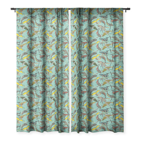 Sharon Turner whales and waves Sheer Window Curtain