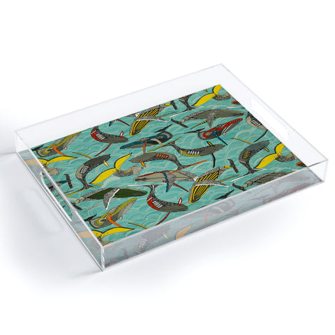 Sharon Turner whales and waves Acrylic Tray